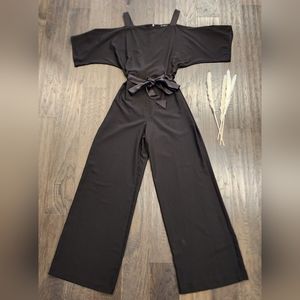 Miss Selfridge Offshoulder black romper.  Size 8.